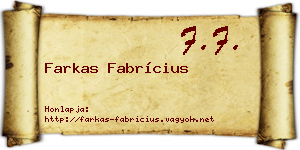 Farkas Fabrícius névjegykártya